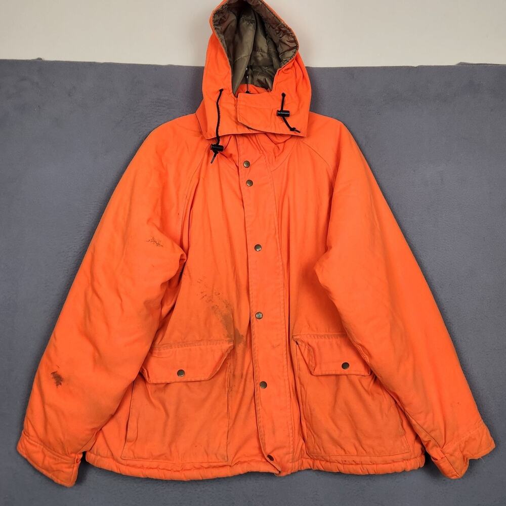 Gamehide Parka Jacket Mens XL Orange Hooded Insulated Hunting Coat Canvas 140
